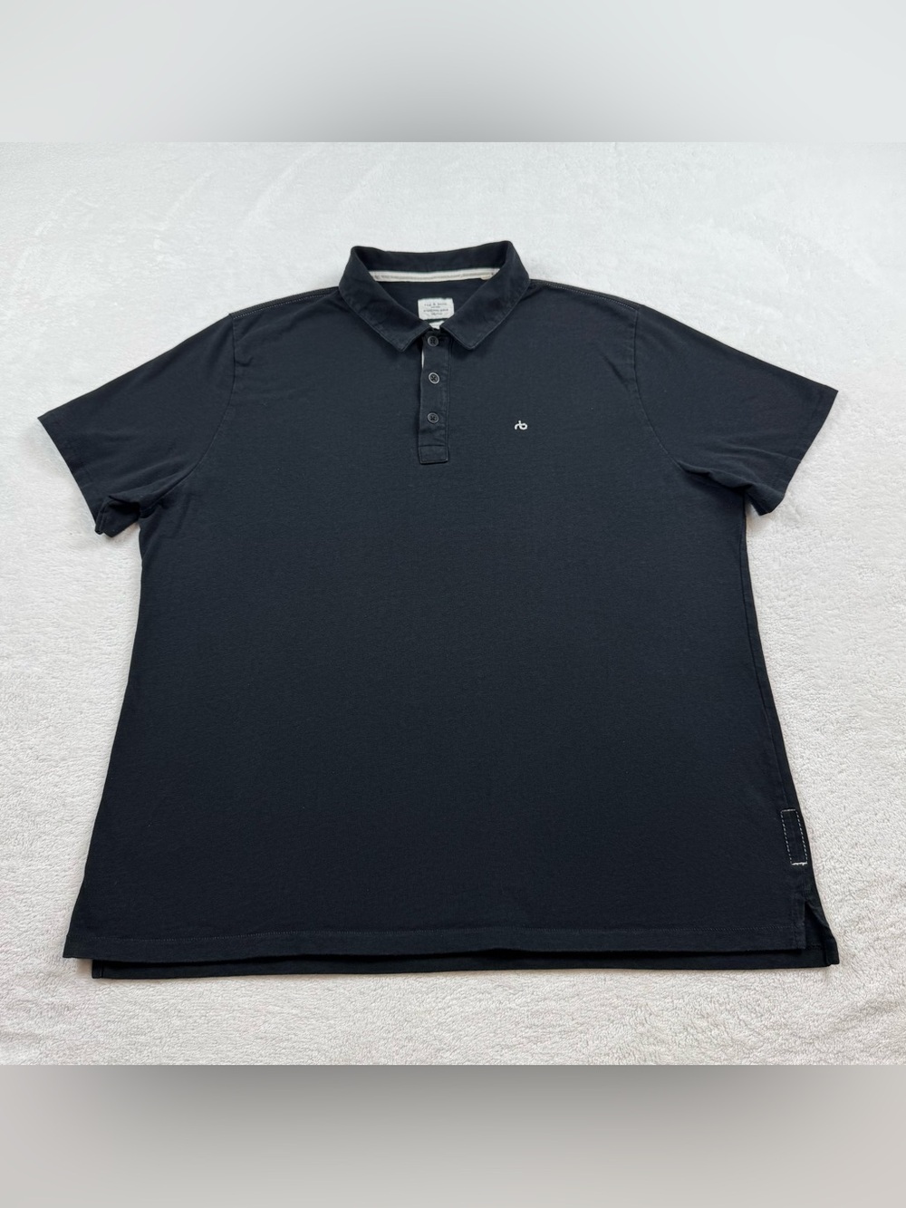 Rag & bone polo shirt men’s size XXL deep black knit mesh cotton issue standard
